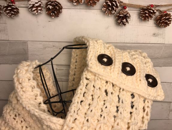 Adult Chunky Knit Scarf -Natural