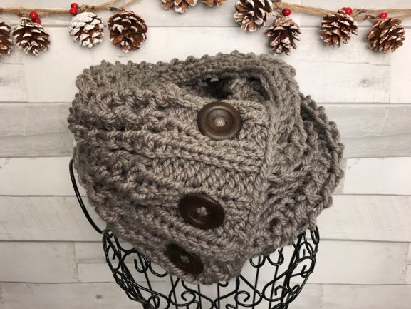 Adult Chunky Knit Scarf -Taupe Grey