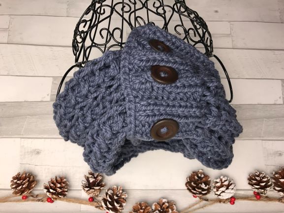 Adult Chunky Knit Scarf -Rich Faded Blue