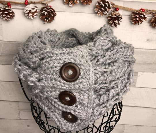Adult Chunky Knit Scarf - Grey Heather