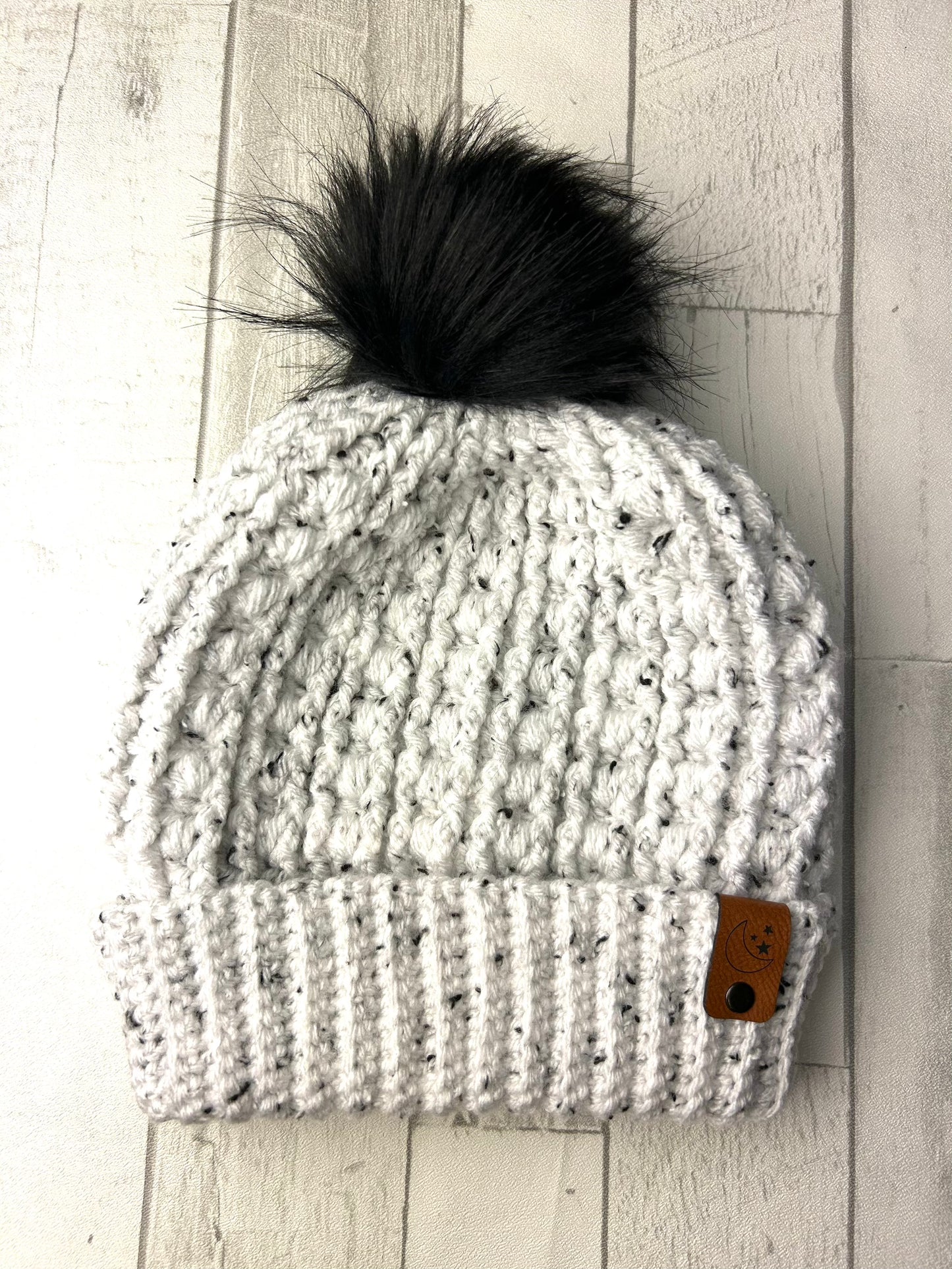 Snuggle Season Hat - White/Black Fleck