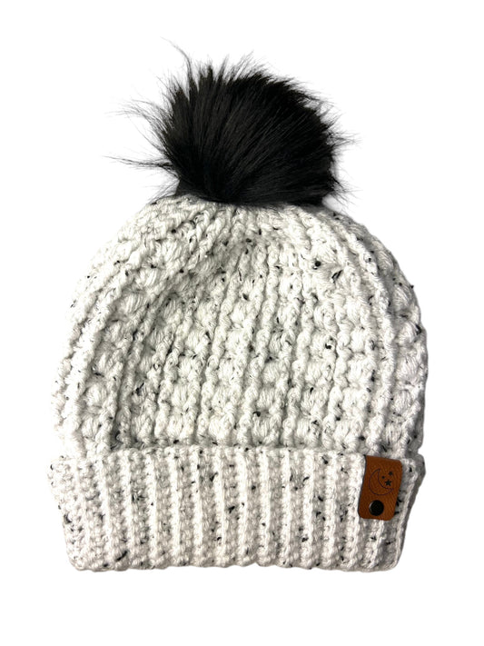 Snuggle Season Hat - White/Black Fleck