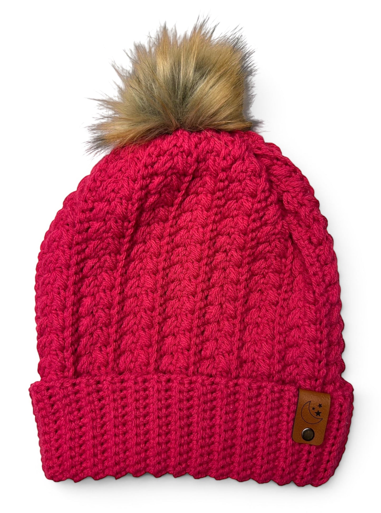 Snowy Wheat Beanie - Cerise