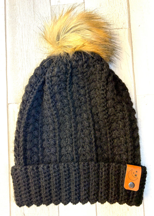Snowy Wheat Beanie - Black