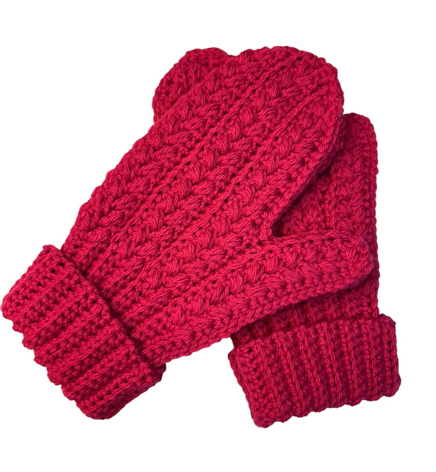 Snowy Wheat Mittens - Cerise