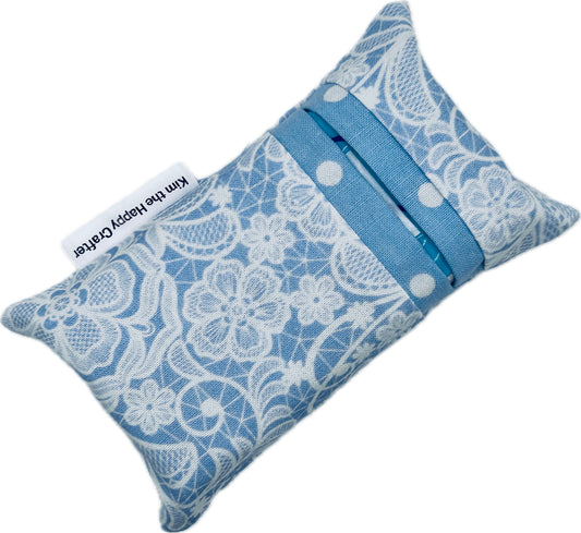 Pocket Tissue Holder - Light Blue & White