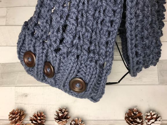 Adult Chunky Knit Scarf -Rich Faded Blue